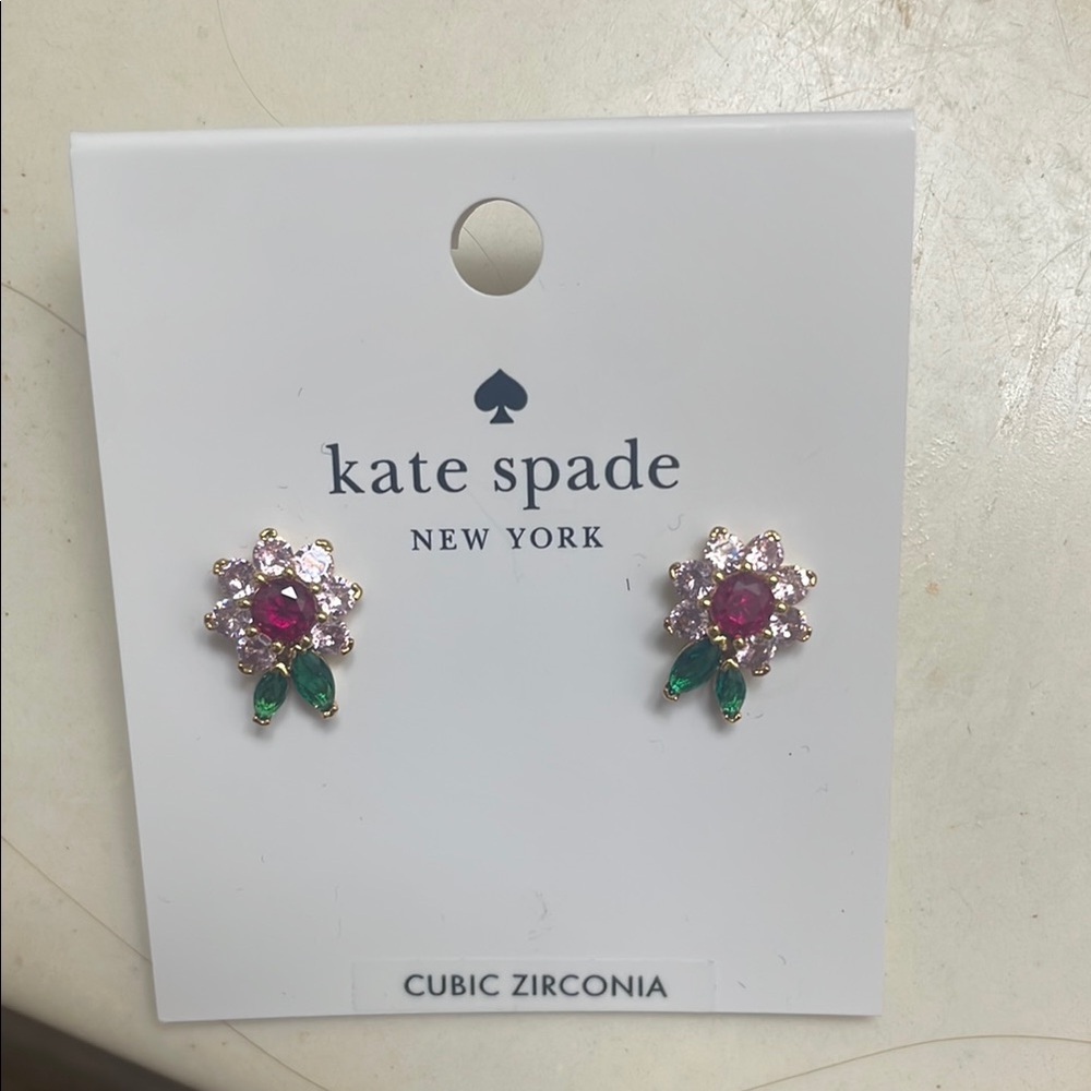 Kate Spade Pink and Green Floral Earrings